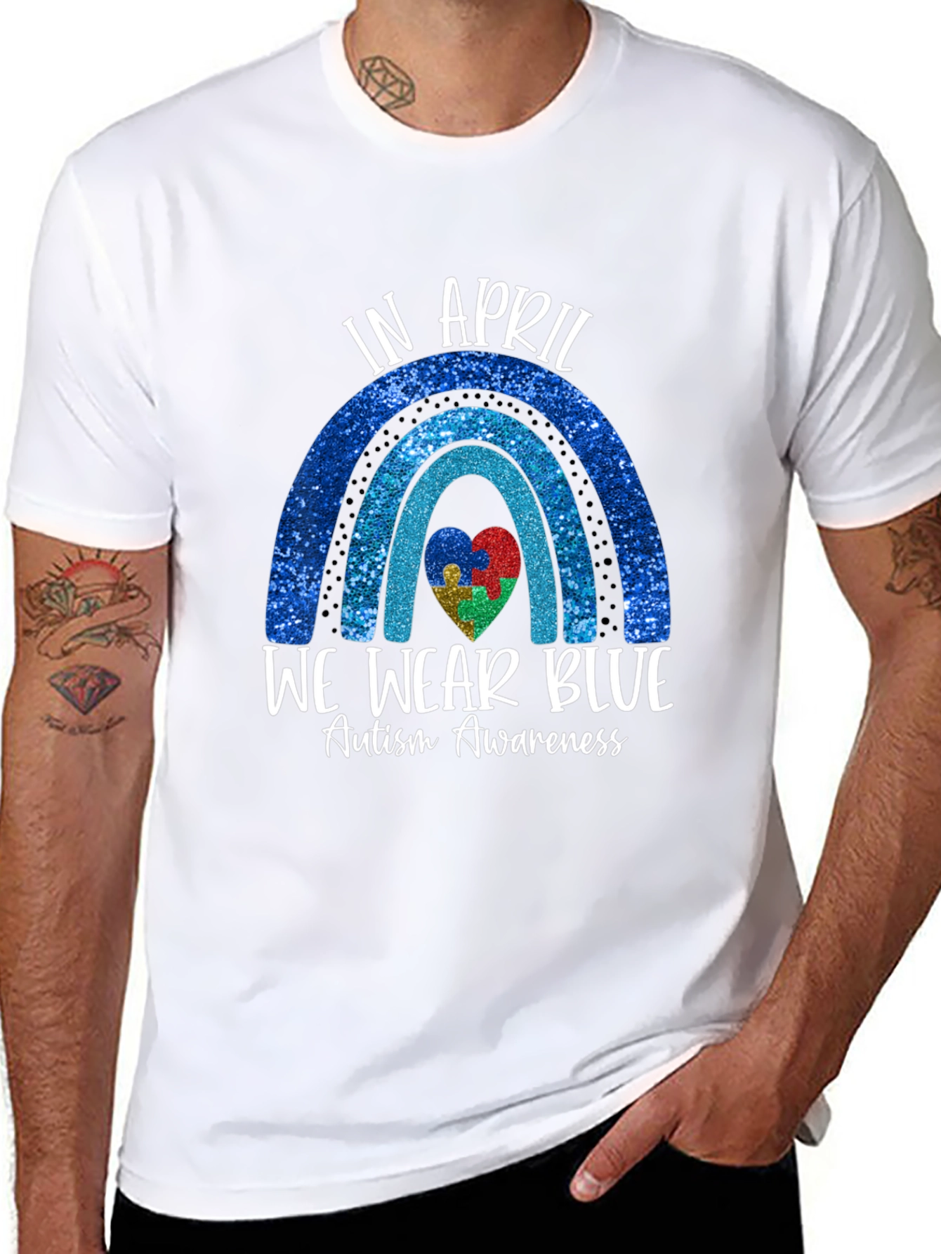 Autism Awareness Blue Rainbow T-Shirt