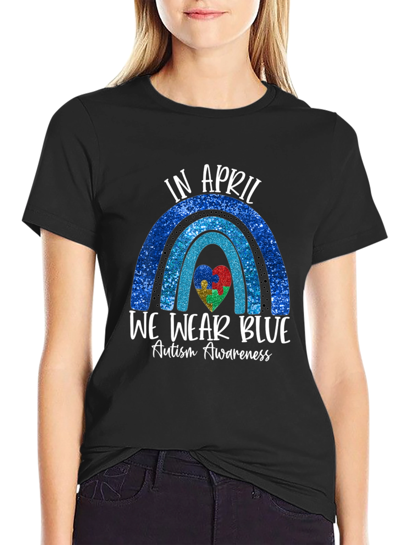 Autism Awareness Blue Rainbow T-Shirt