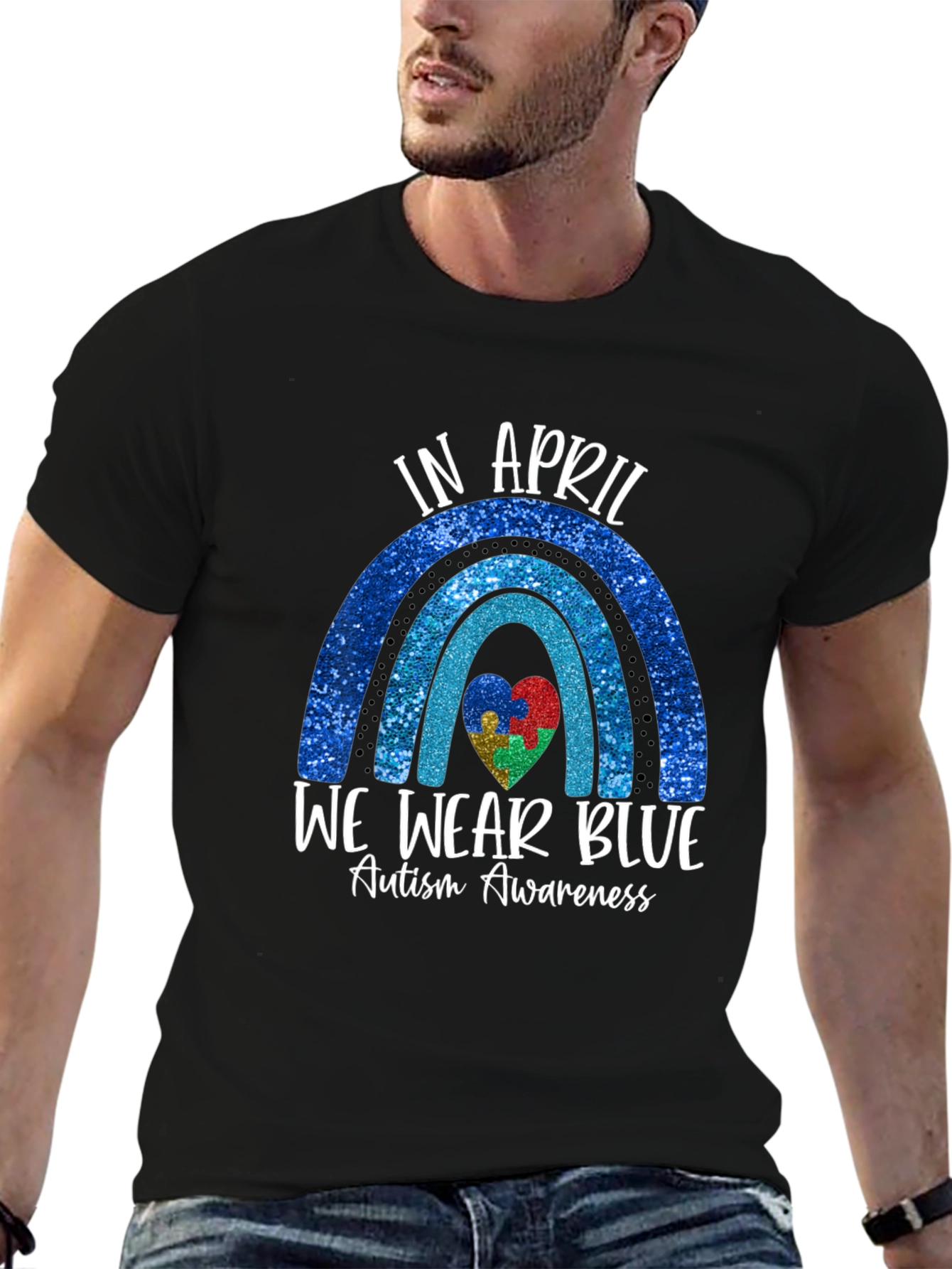 Autism Awareness Blue Rainbow T-Shirt