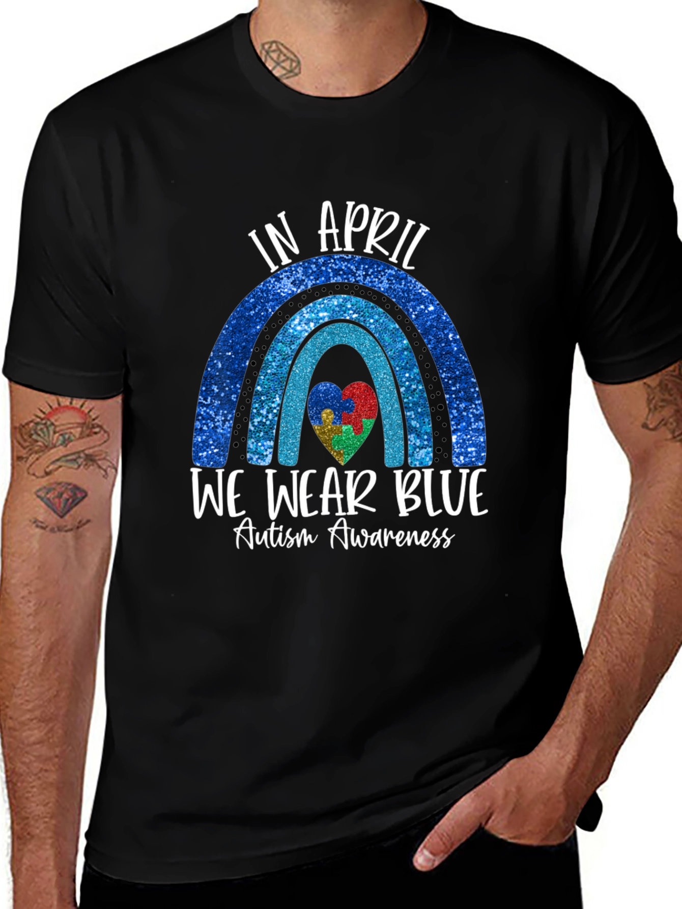 Autism Awareness Blue Rainbow T-Shirt