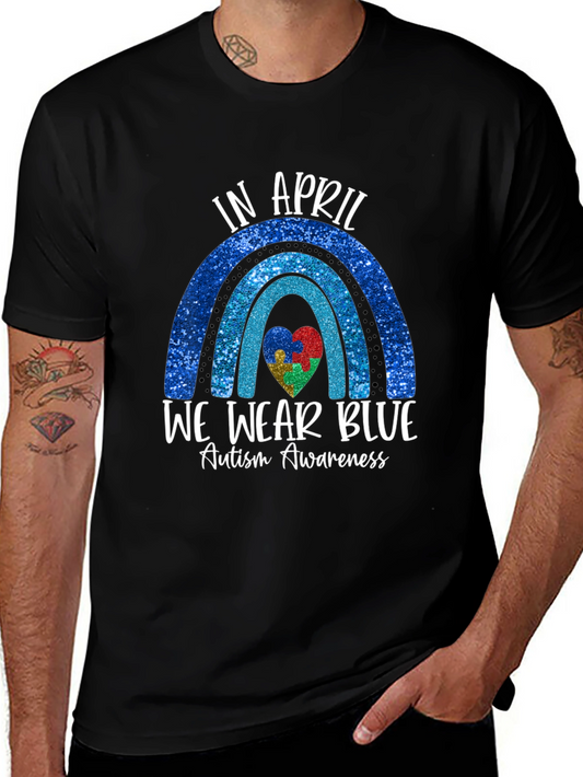 Autism Awareness Blue Rainbow T-Shirt