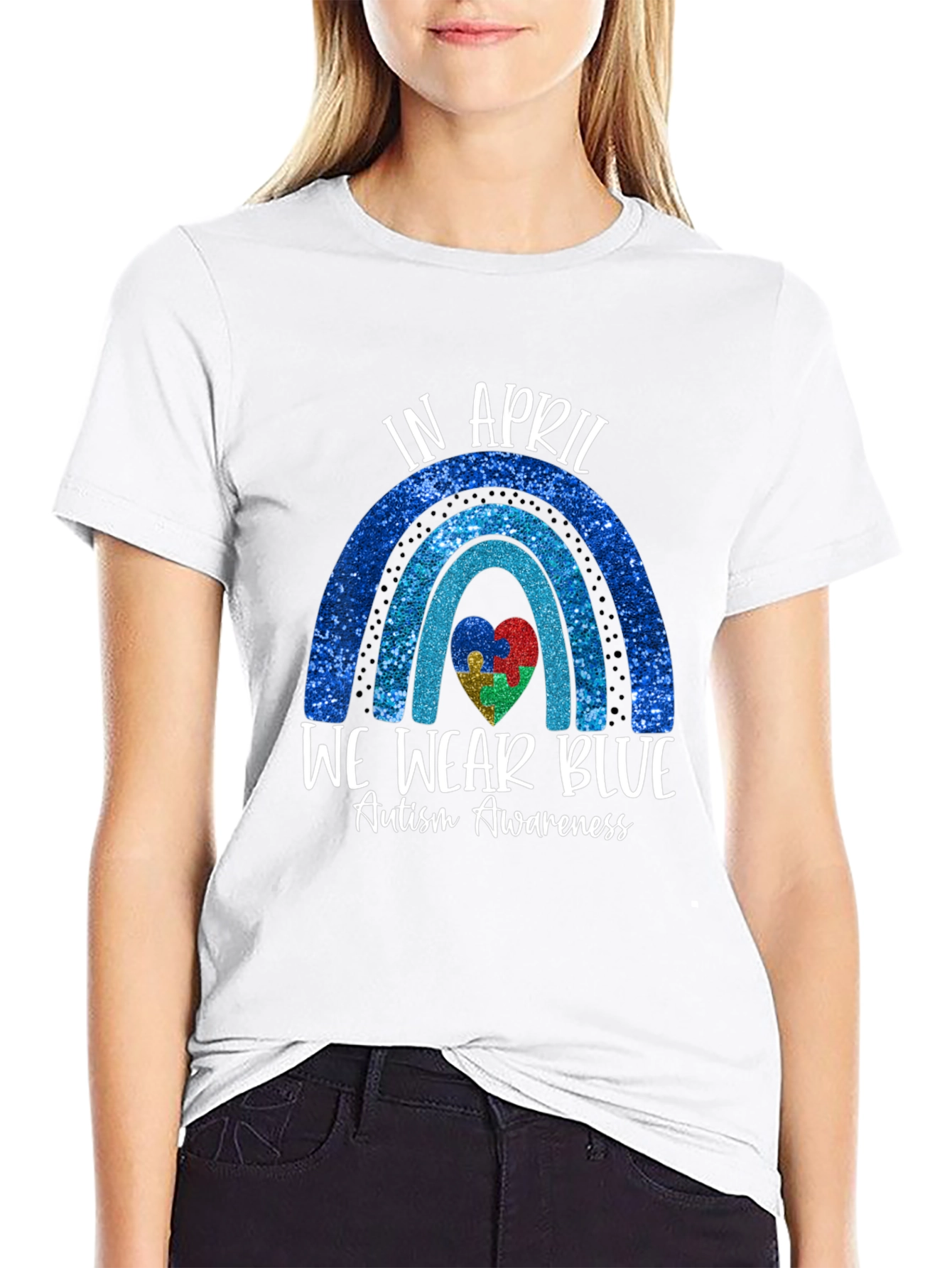 Autism Awareness Blue Rainbow T-Shirt