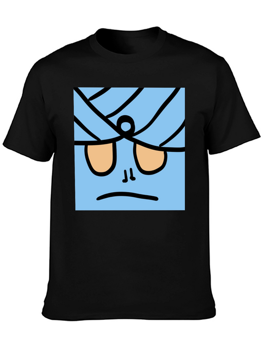 Funny Blue Cartoon Character Black T-Shirt