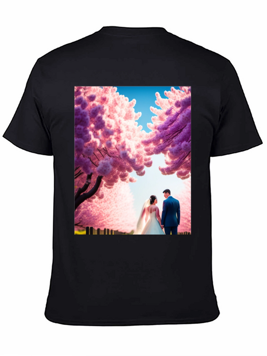 Elegant Wedding Couple Cherry Blossom T-Shirt
