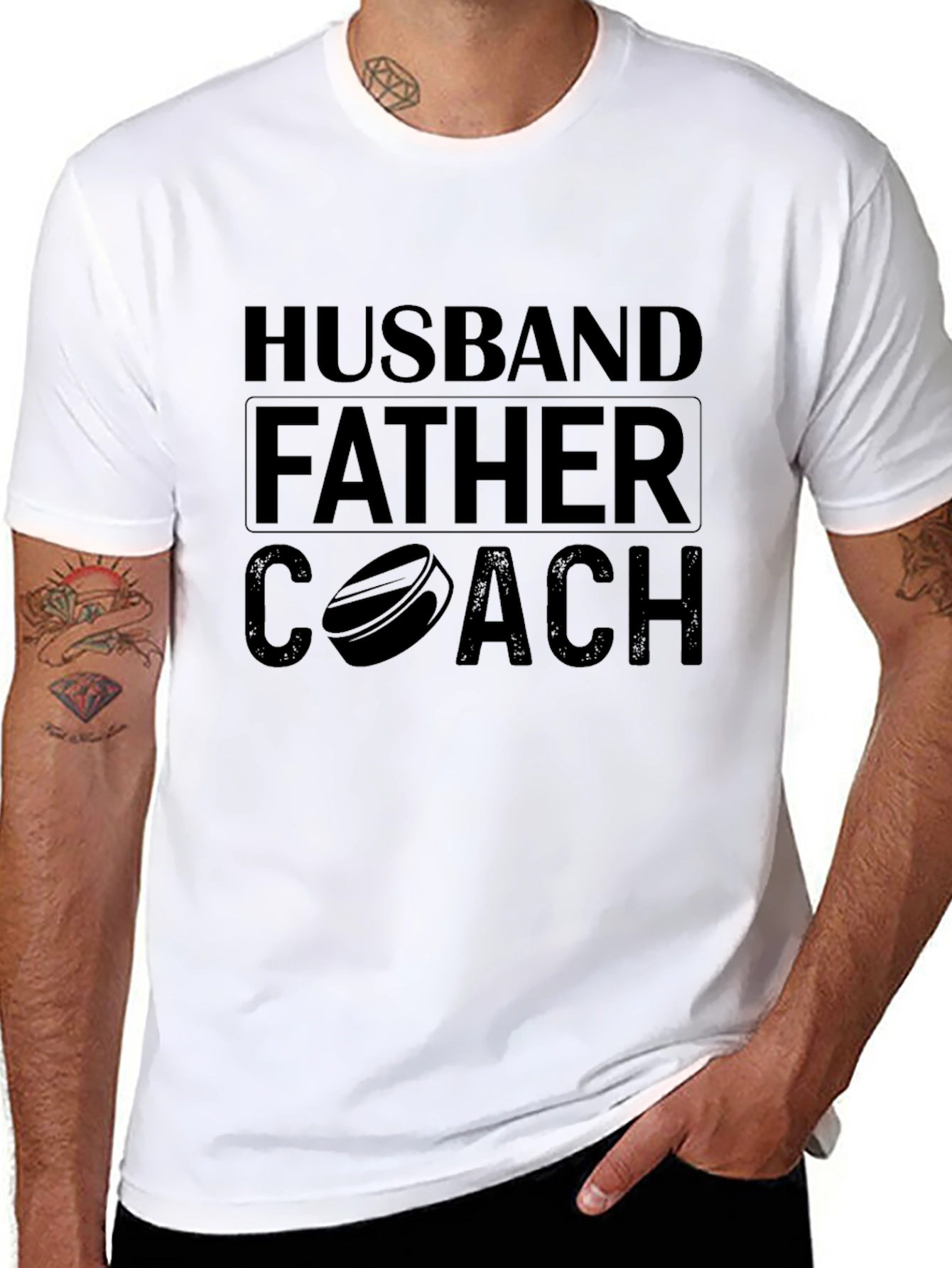 Husband Father Coach T-Shirt Mens Black Tee