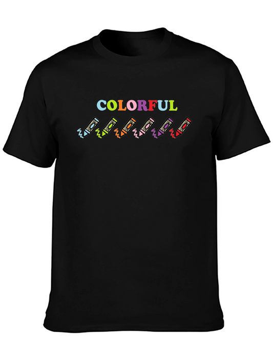 Colorful Crayons Graphic Tee - Unisex Black Shirt