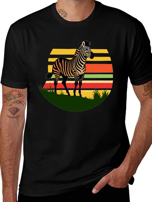 Zebra Sunset Graphic T-Shirt - Mens Black Tee