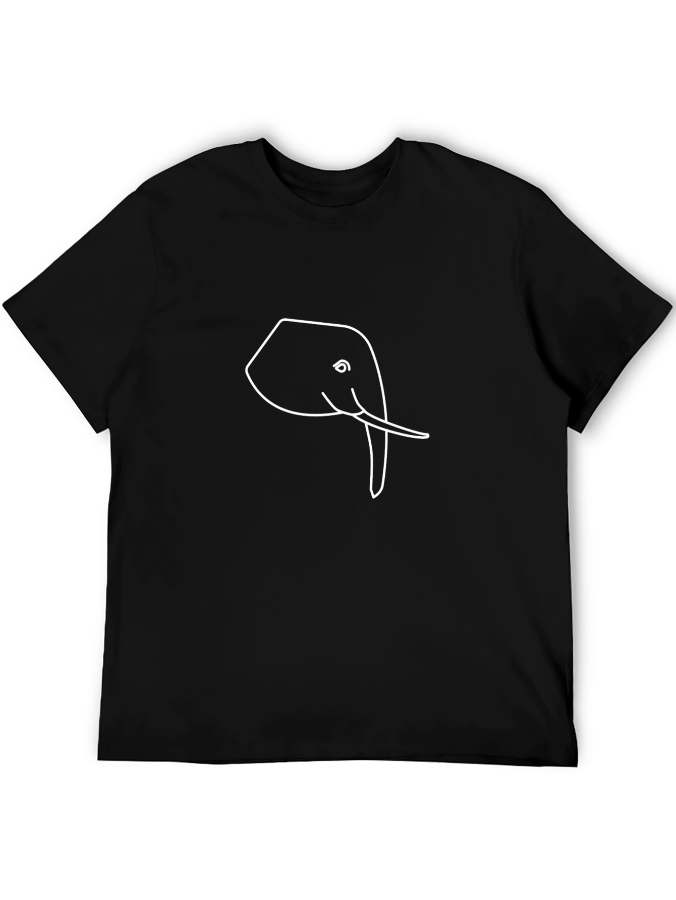 Elephant Outline Black T-Shirt - Unique Graphic Tee