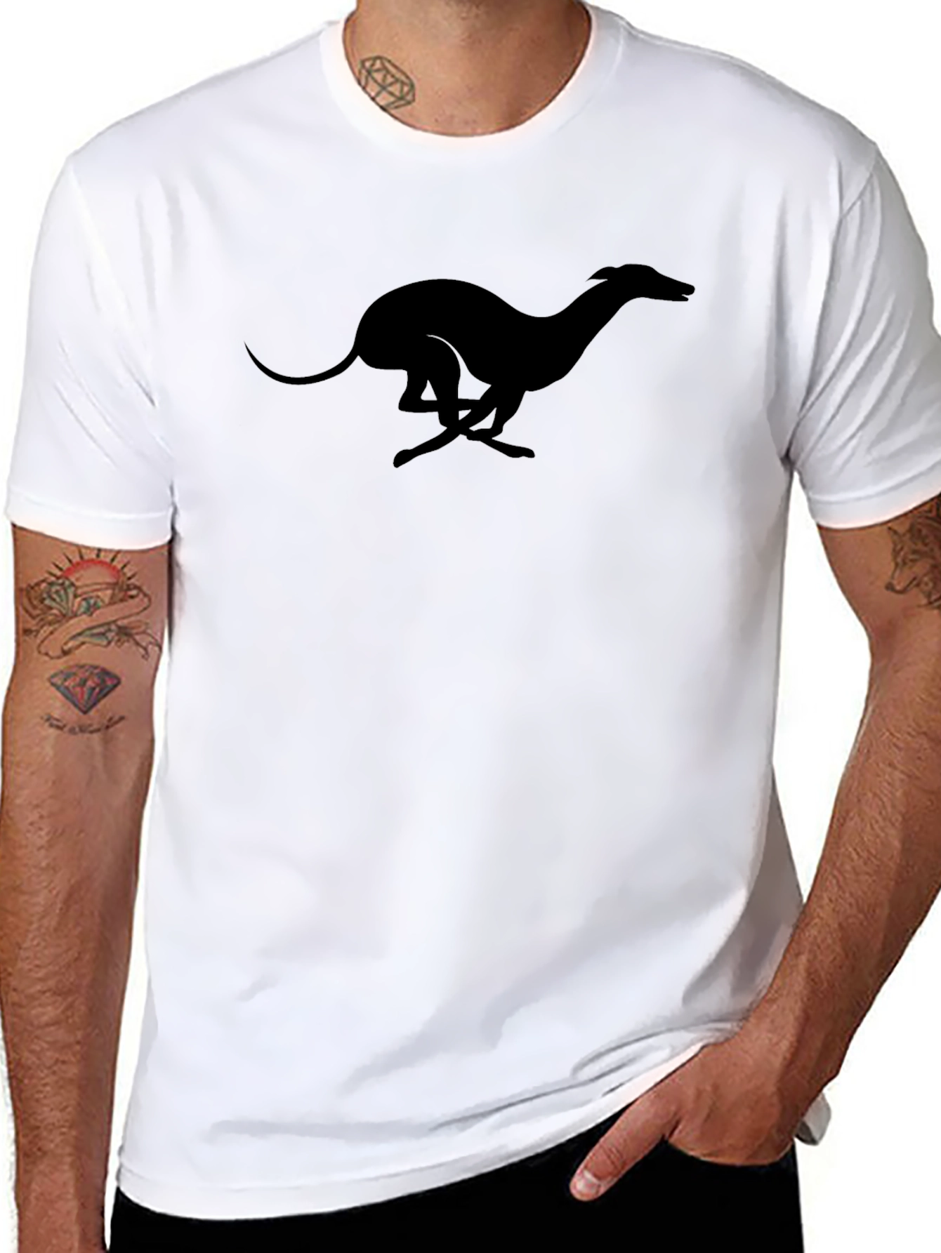 Sleek Greyhound Silhouette Black T-Shirt