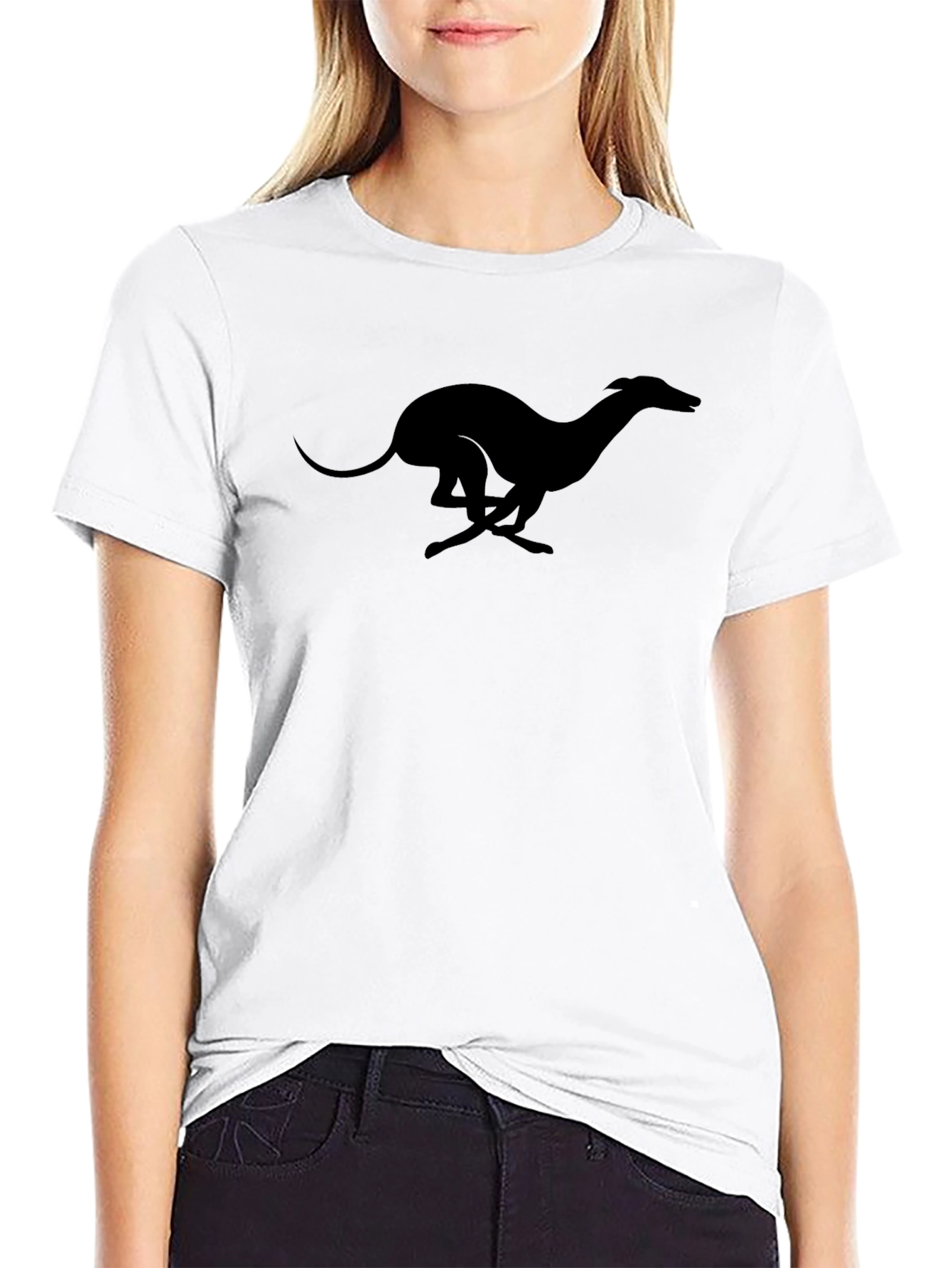 Sleek Greyhound Silhouette Black T-Shirt