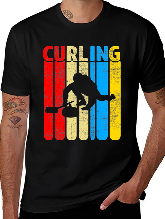 Vintage Curling Graphic Tee - Retro Style