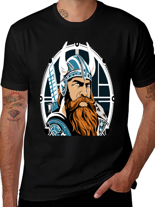 Viking Warrior Graphic Tee - Norse Mythology T-Shirt