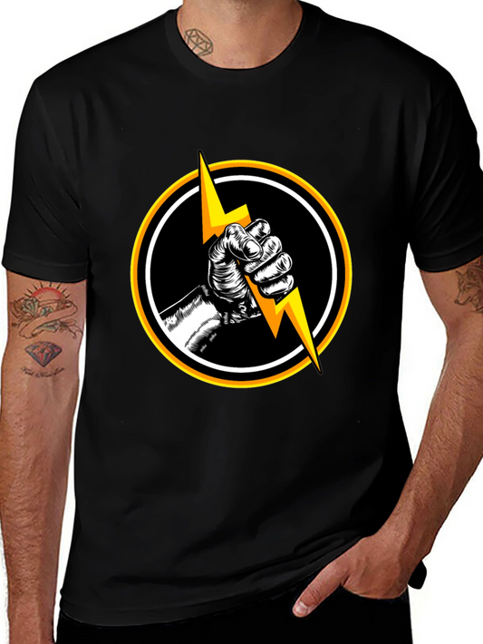Black T-Shirt with Lightning Bolt Graphic