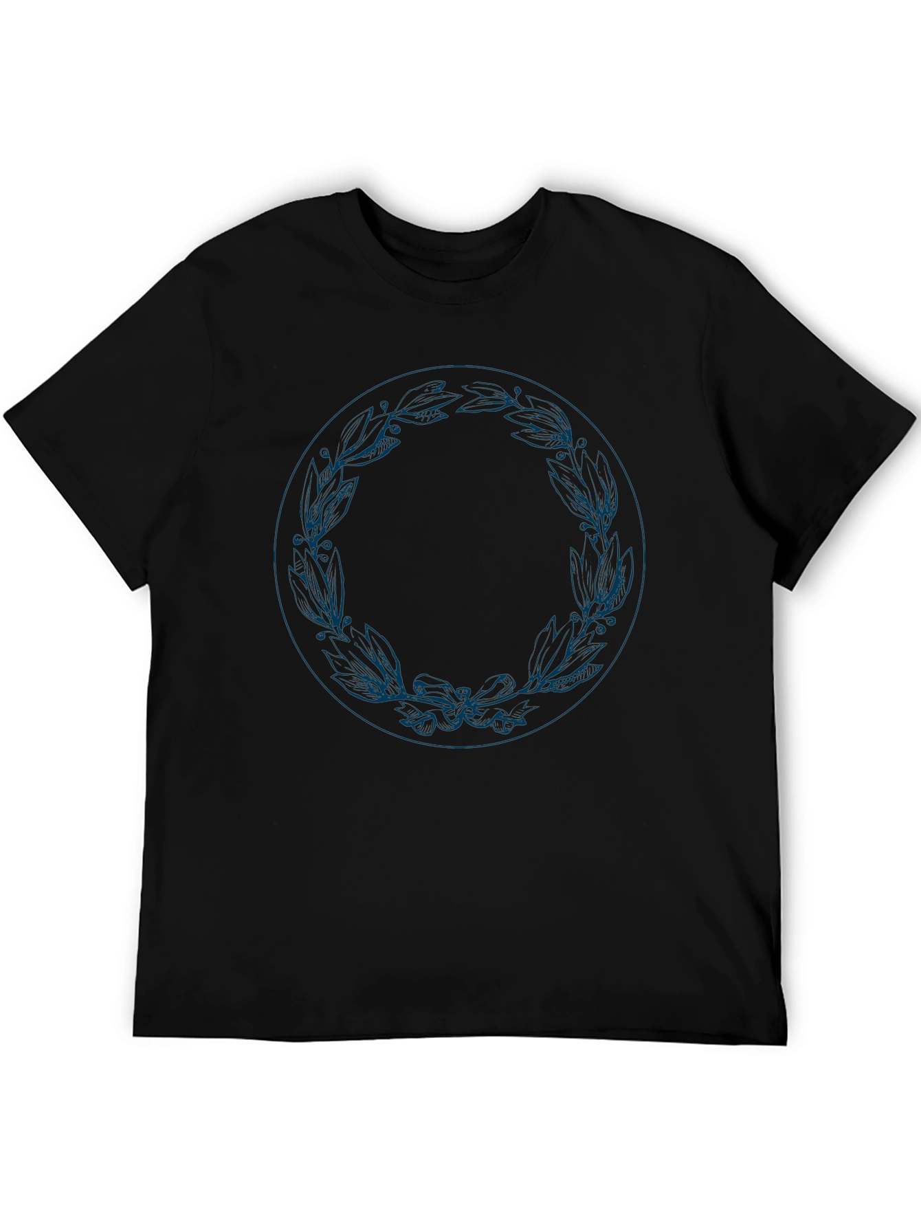 Leaf Wreath Graphic Tee - Stylish Mens Black T-Shirt