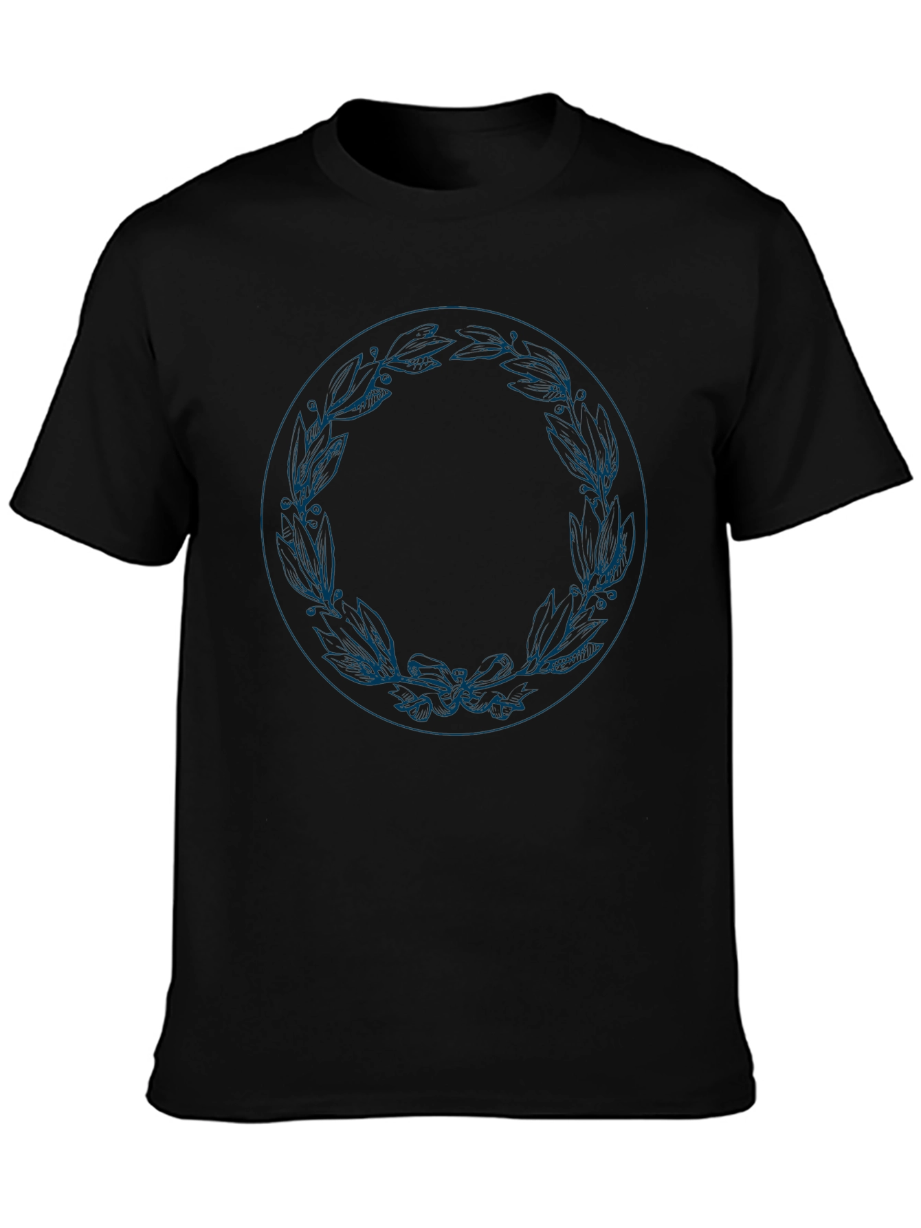 Leaf Wreath Graphic Tee - Stylish Mens Black T-Shirt