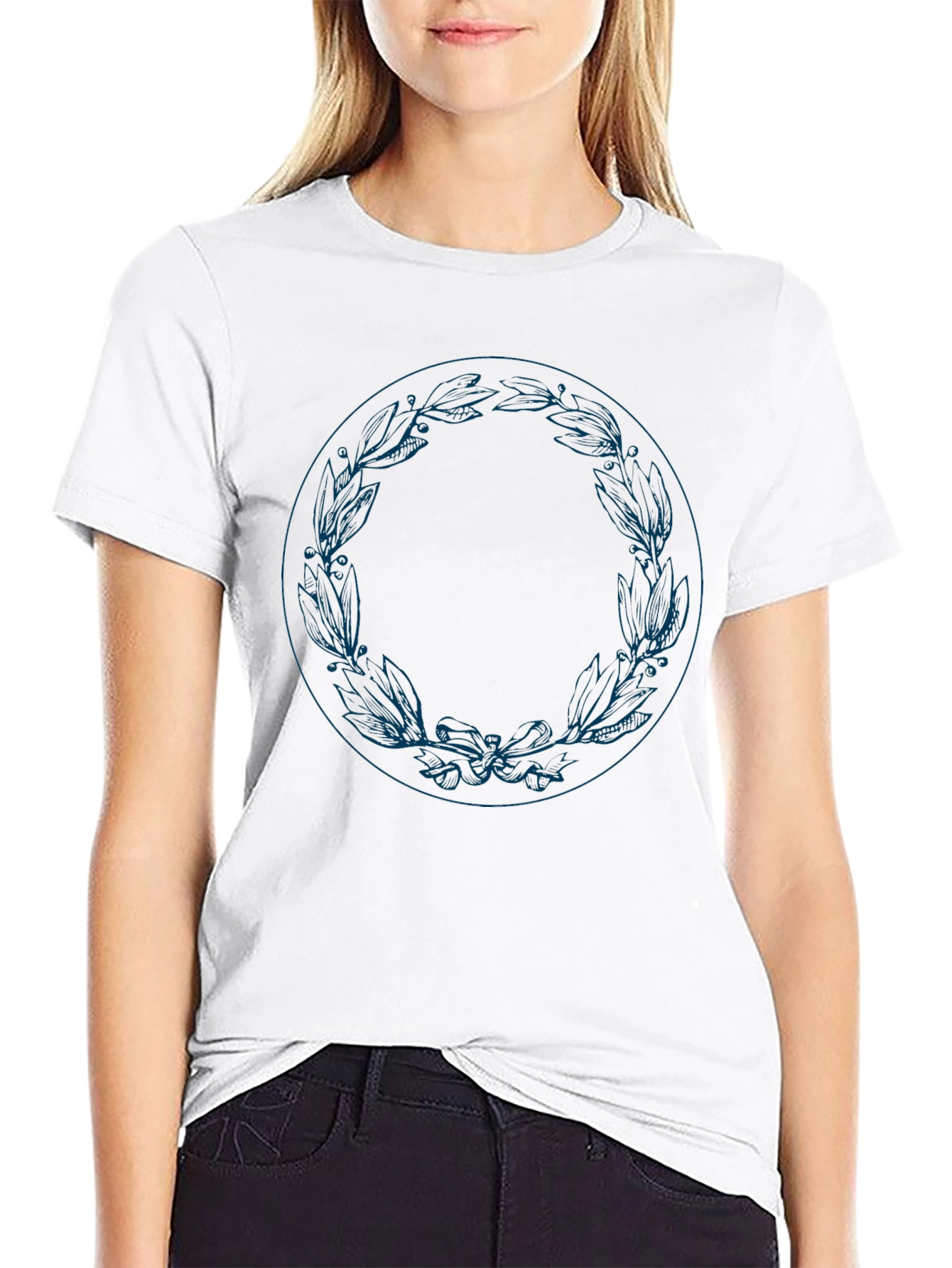 Leaf Wreath Graphic Tee - Stylish Mens Black T-Shirt
