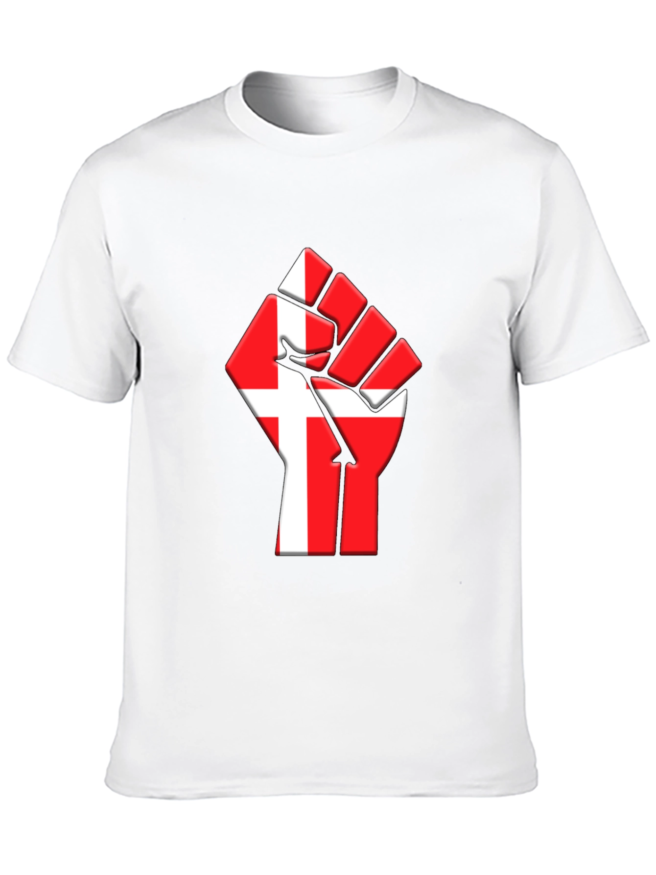 Danish Flag Fist Graphic Black T-Shirt