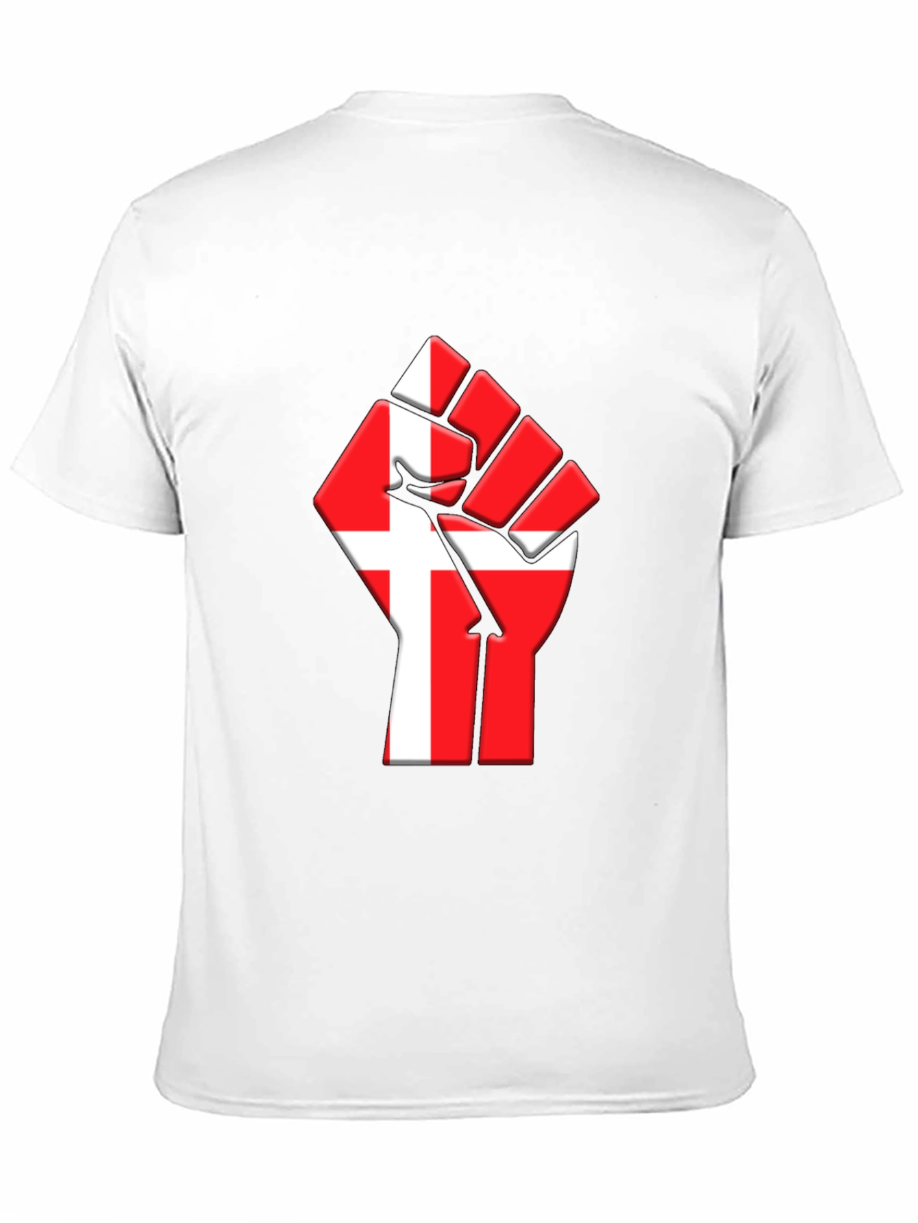 Danish Flag Fist Graphic Black T-Shirt