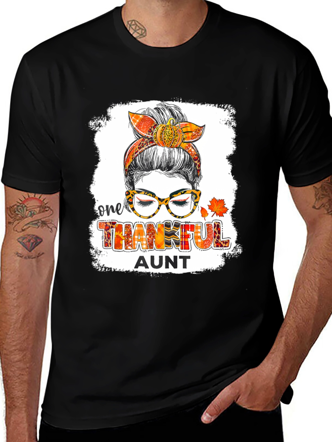 One Thankful Aunt Messy Bun T-Shirt