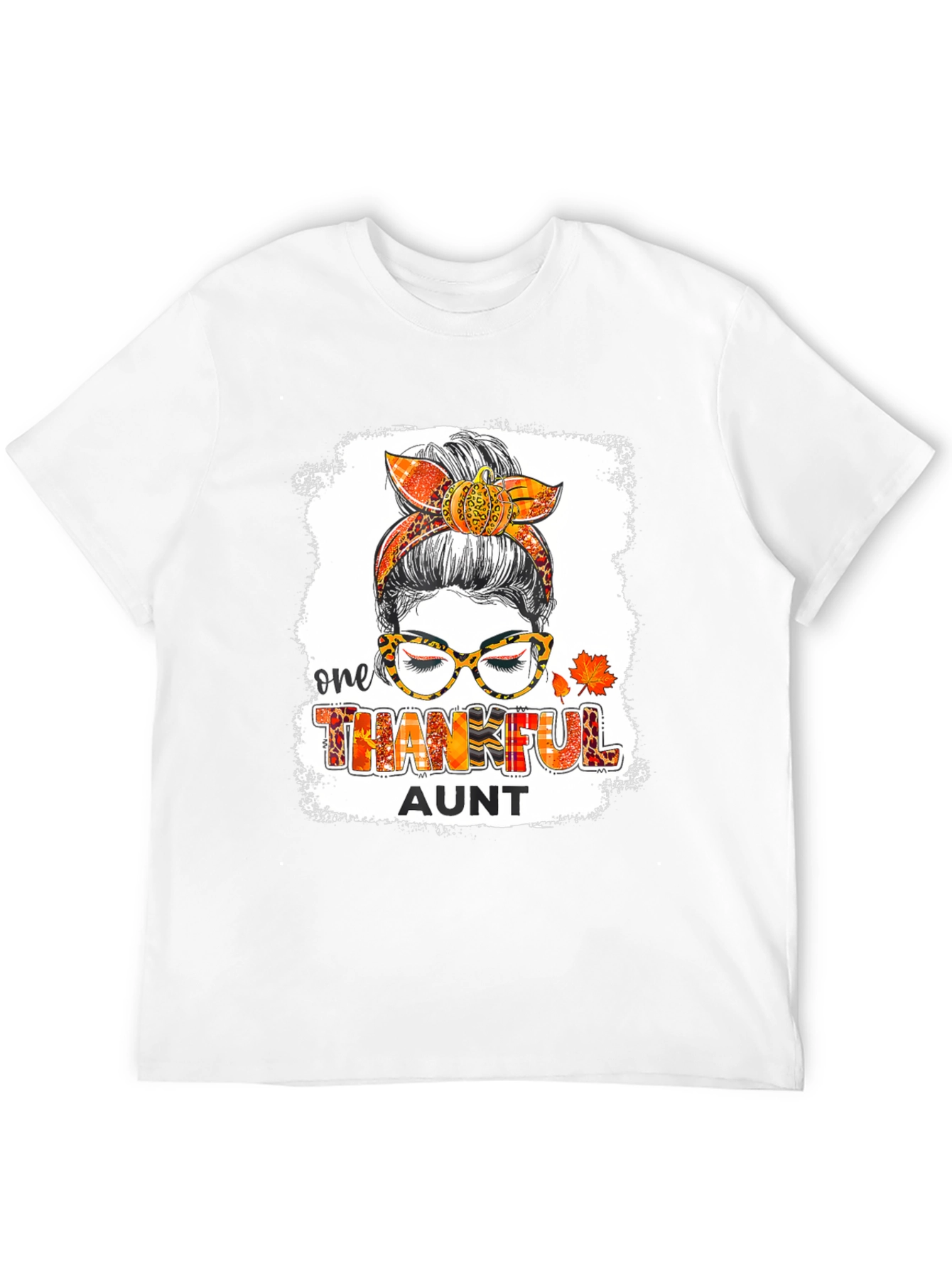 One Thankful Aunt Messy Bun T-Shirt