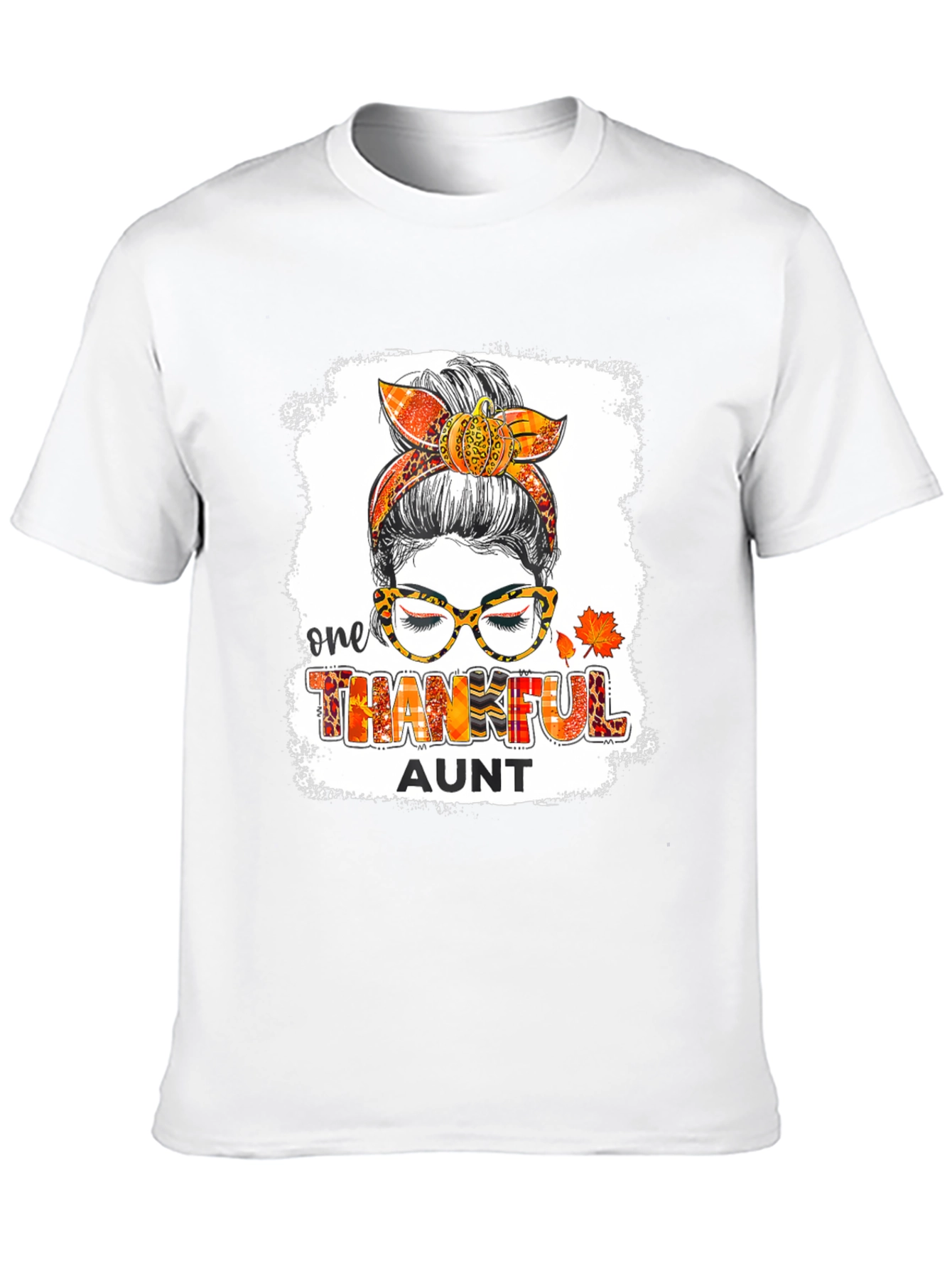 One Thankful Aunt Messy Bun T-Shirt
