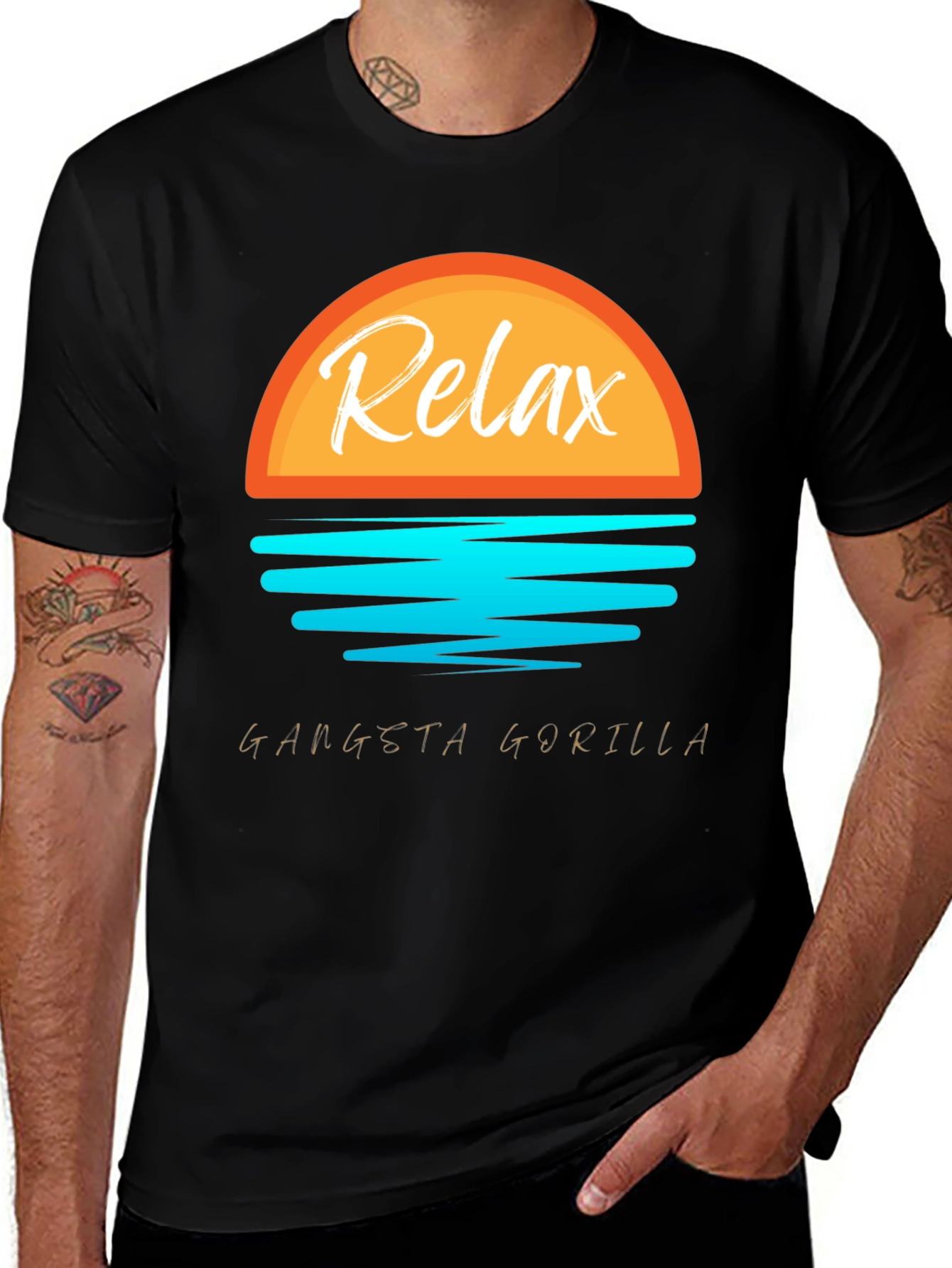 Relax Gangsta Gorilla T-Shirt - Black
