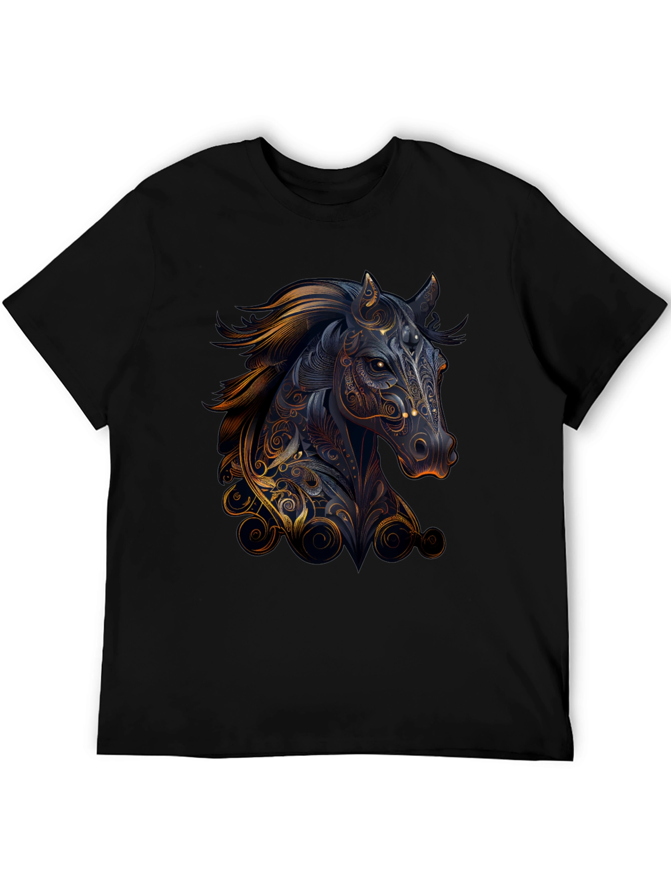 Horse Graphic Print Black T-Shirt