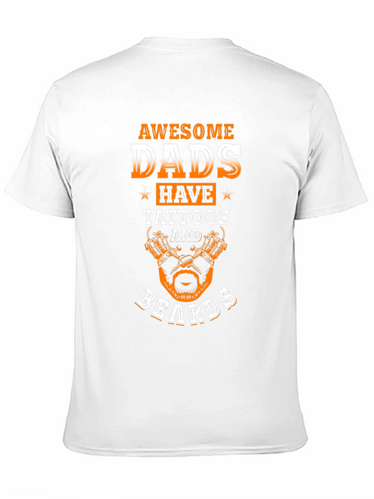 Awesome Dads Tattoo Beard Graphic Tee