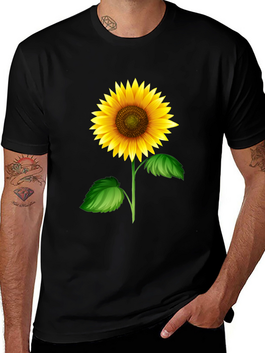 Sunflower Graphic Tee - Black Cotton T-Shirt