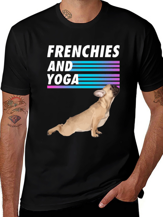Frenchies and Yoga T-Shirt - Cute Dog Tee