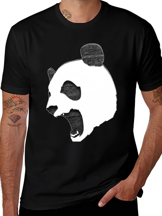 Roaring Panda Graphic Tee - Black Cotton T-Shirt