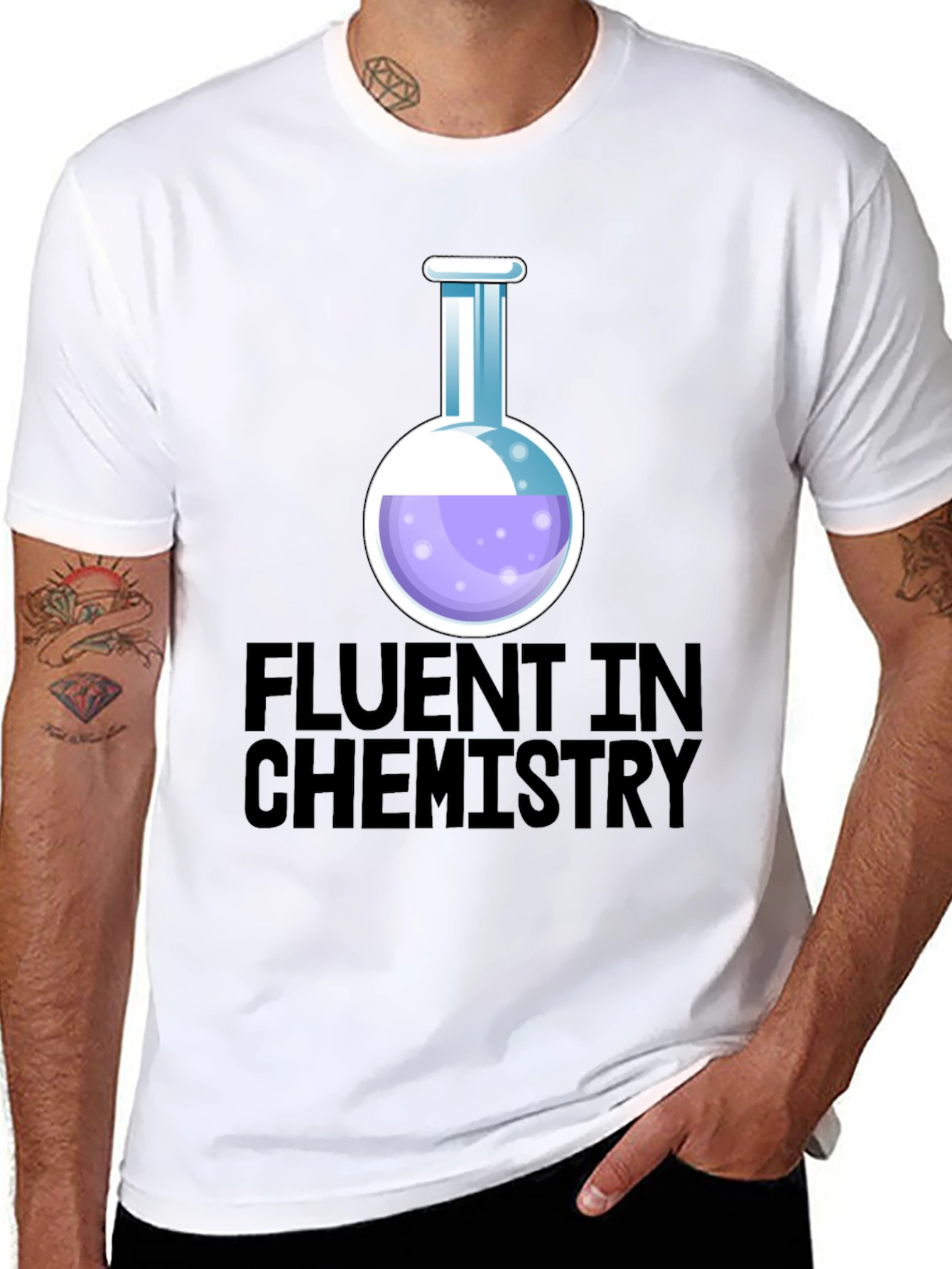 Fluent in Chemistry Black Graphic T-Shirt
