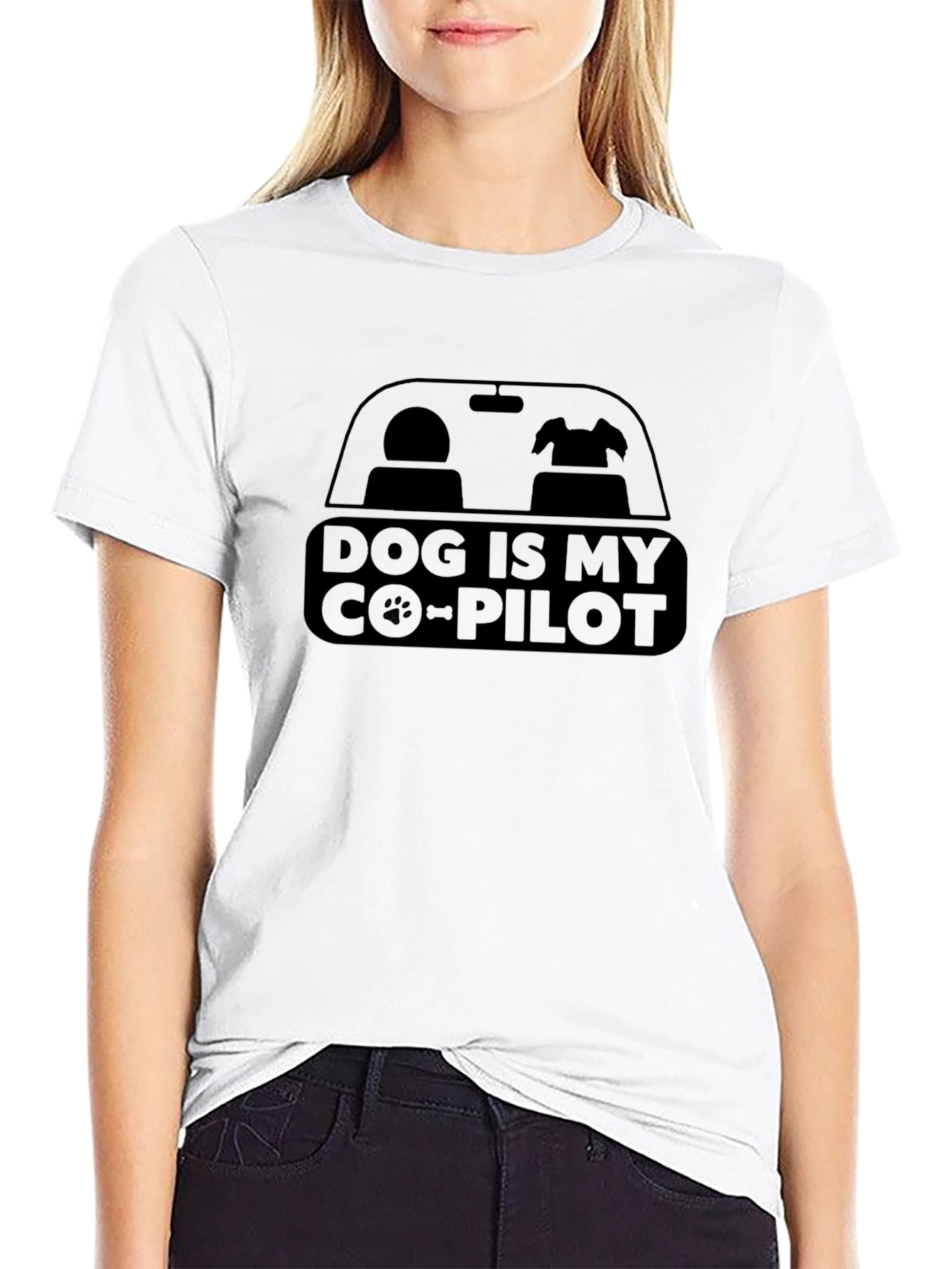 Dog is My Co-Pilot Black Graphic T-Shirt