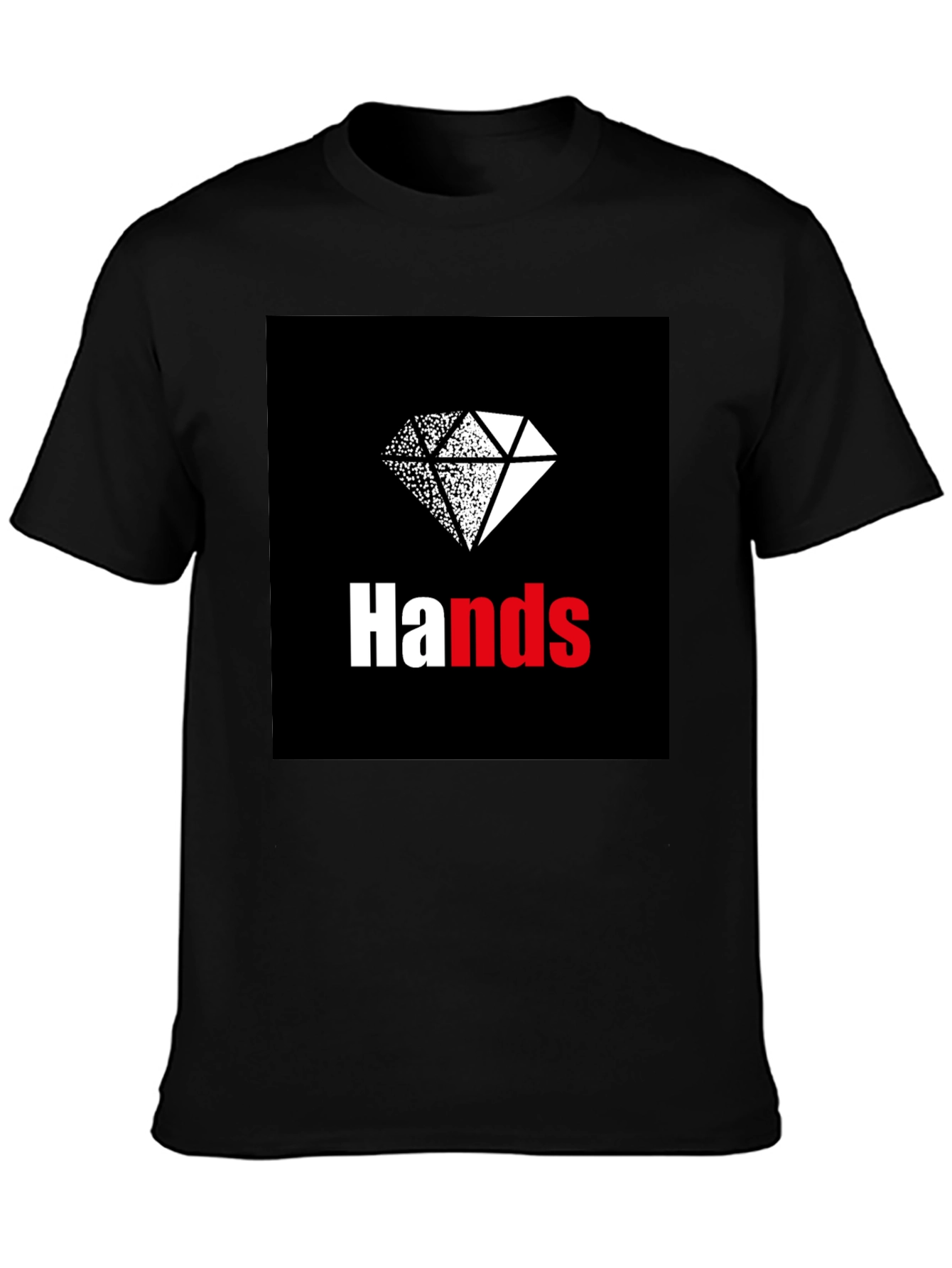 Hands Diamond Graphic Tee - Casual Black T-Shirt
