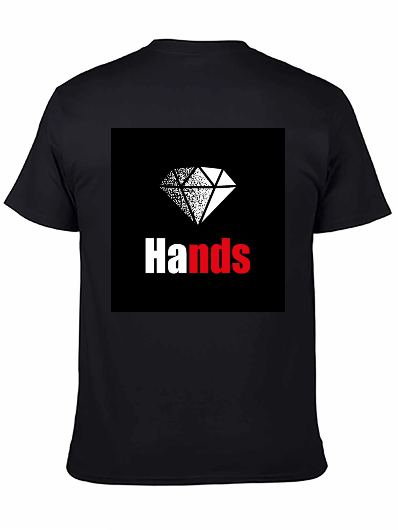Hands Diamond Graphic Tee - Casual Black T-Shirt