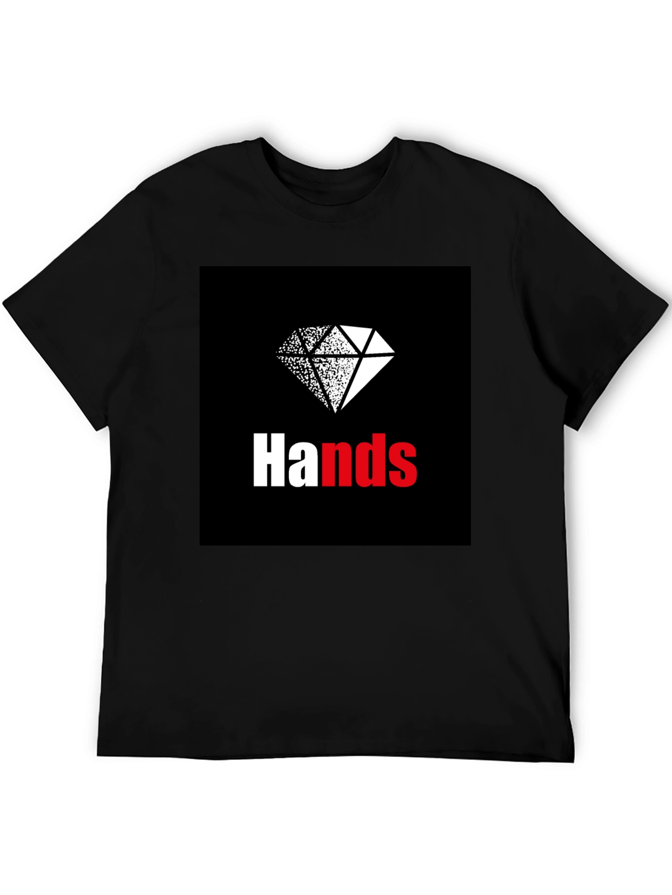 Hands Diamond Graphic Tee - Casual Black T-Shirt