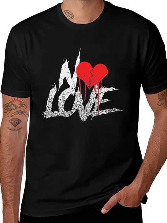 Edgy No Love Graphic Print T-Shirt - Black