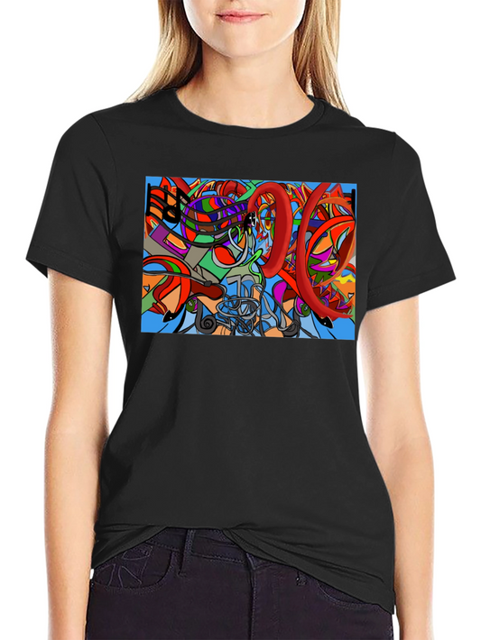 Abstract Art Graphic Print Black Tee