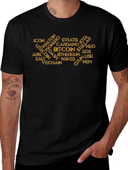 Crypto Currency Word Cloud Graphic T-Shirt