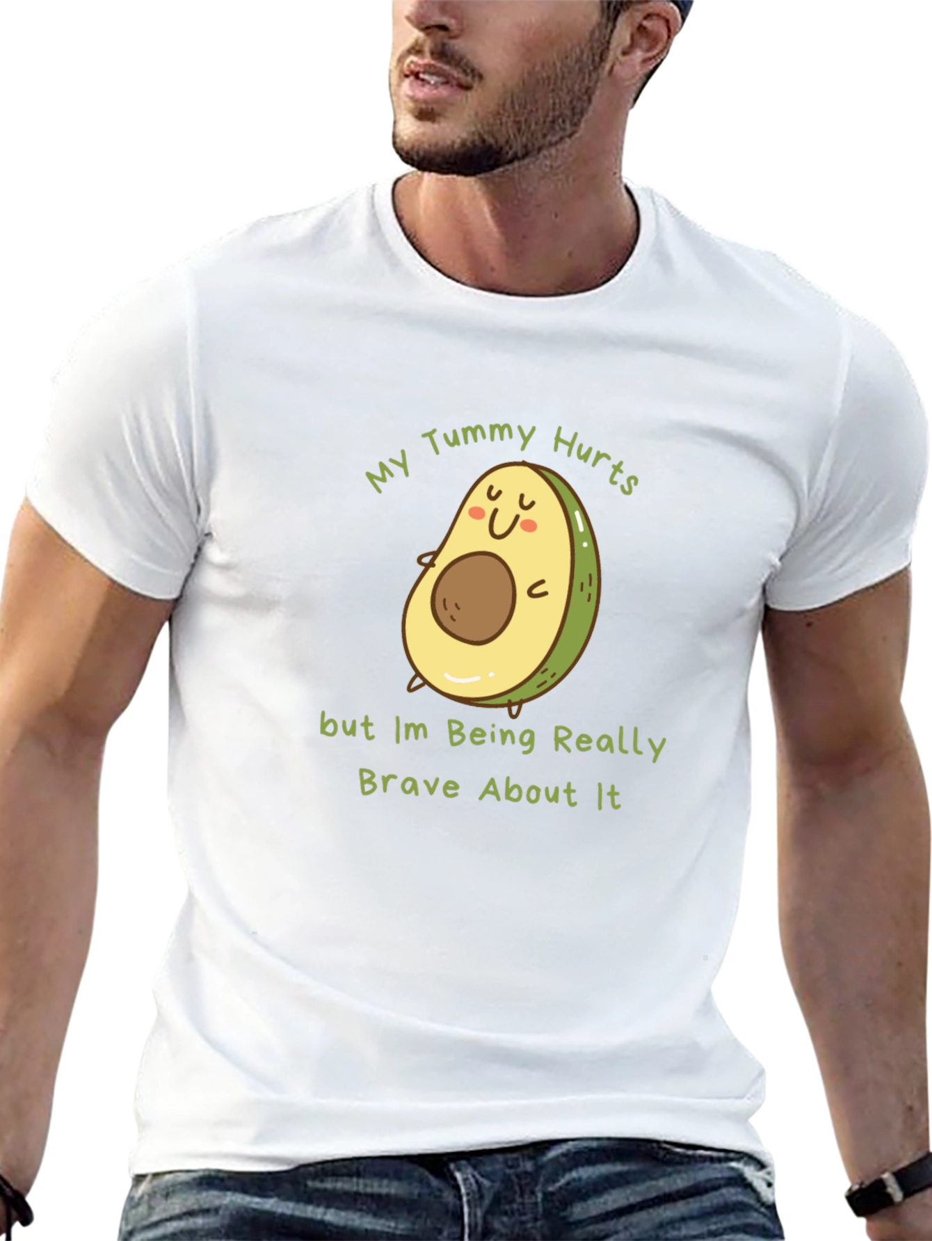 Funny Avocado T-Shirt - My Tummy Hurts