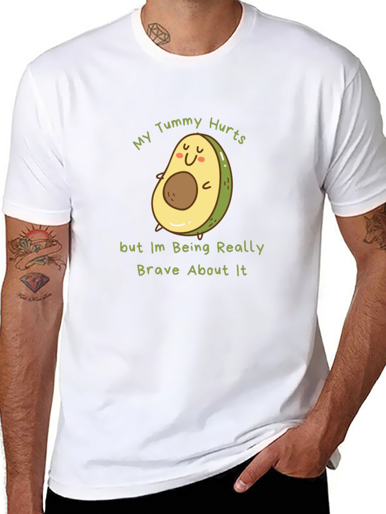 Funny Avocado T-Shirt - My Tummy Hurts