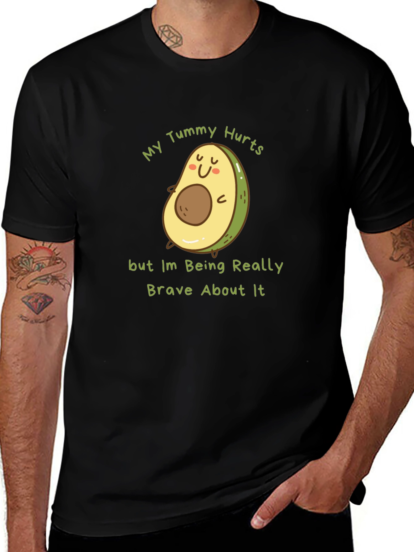 Funny Avocado T-Shirt - My Tummy Hurts
