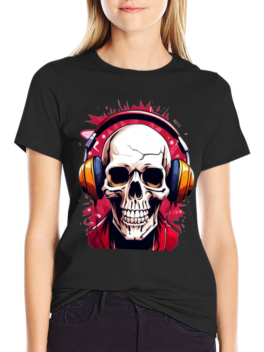 Skull Headphone Graphic T-Shirt - Rocker Style Tee