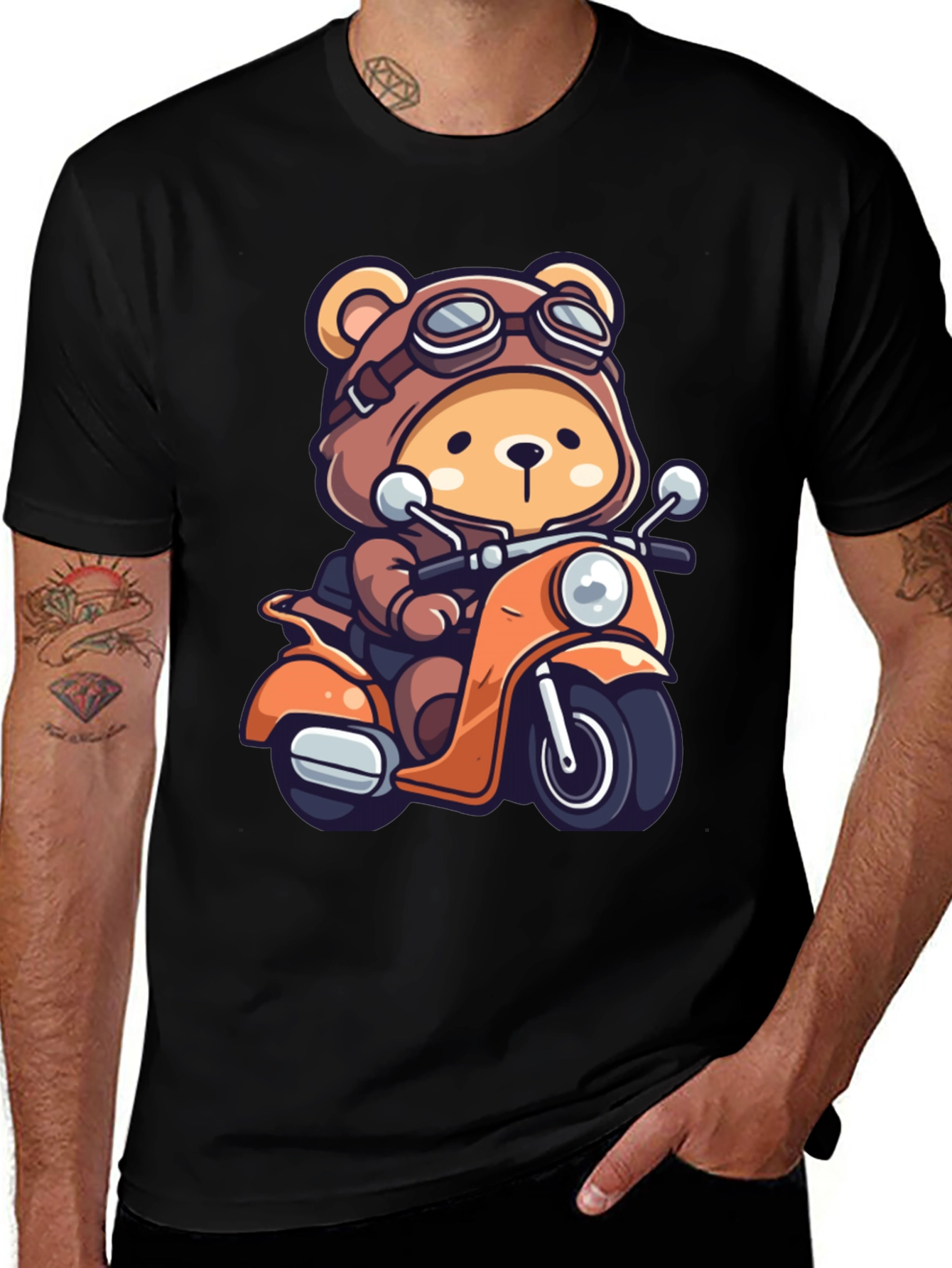 Bear on Scooter Graphic T-Shirt