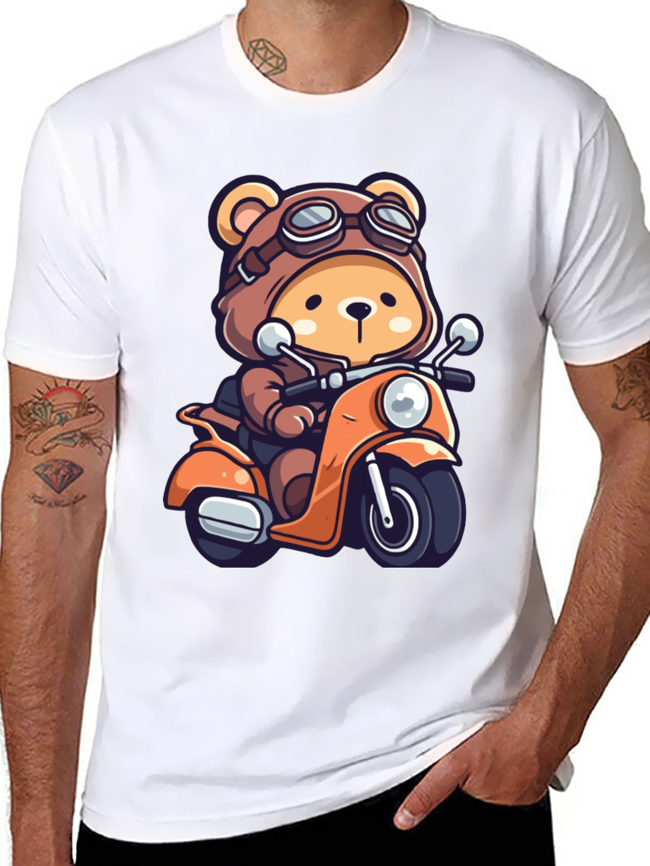 Bear on Scooter Graphic T-Shirt