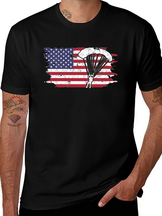 American Flag Paratrooper Graphic T-Shirt