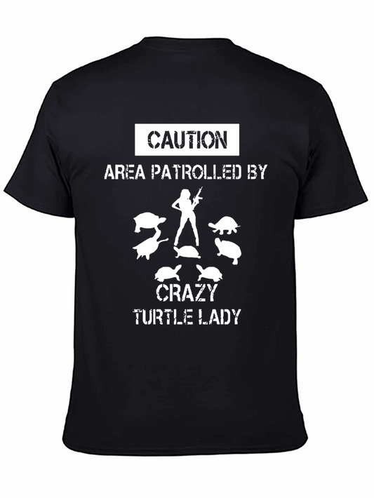 Caution Crazy Turtle Lady Graphic T-Shirt