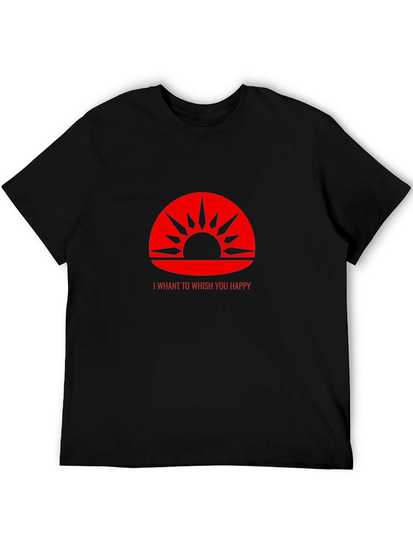 Red Sunrise Graphic Print Black T-Shirt