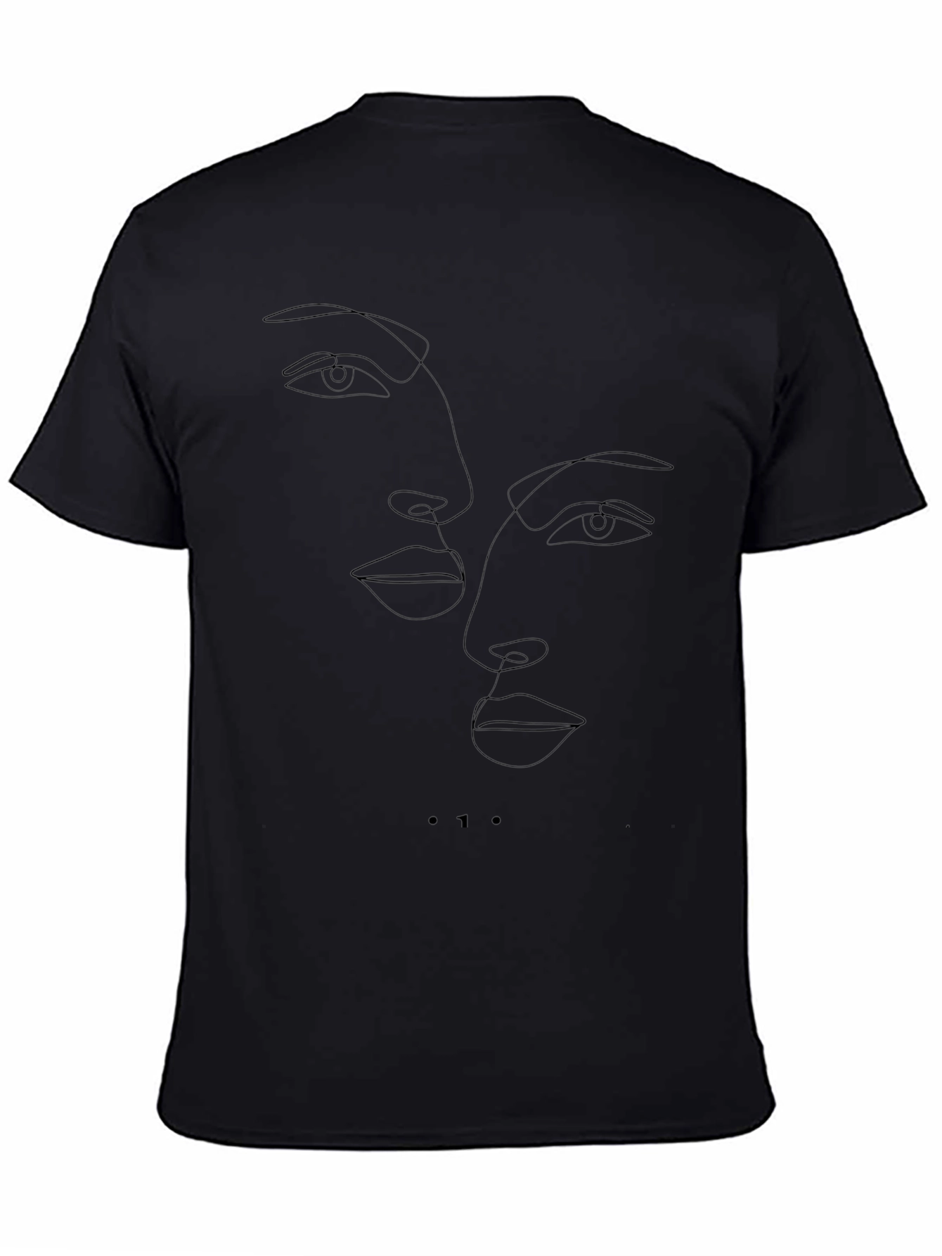 Minimalist Faces Line Art Black T-Shirt