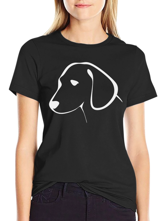 Minimalist Dog Outline Black T-Shirt